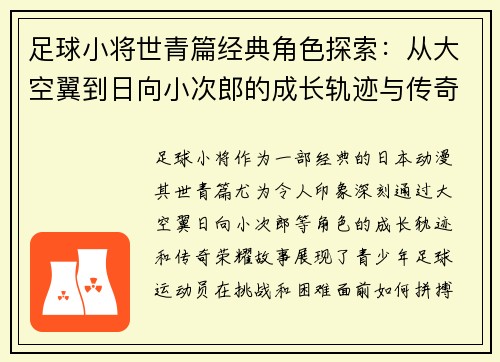 足球小将世青篇经典角色探索：从大空翼到日向小次郎的成长轨迹与传奇荣耀